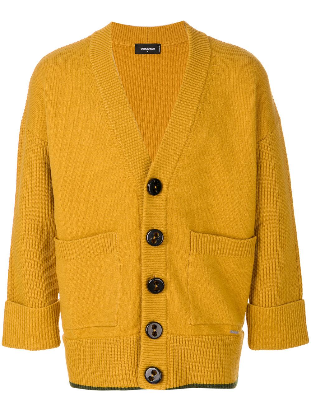 Lyst - Dsquared² Oversized Button Cardigan in Yellow for Men - Save 60%