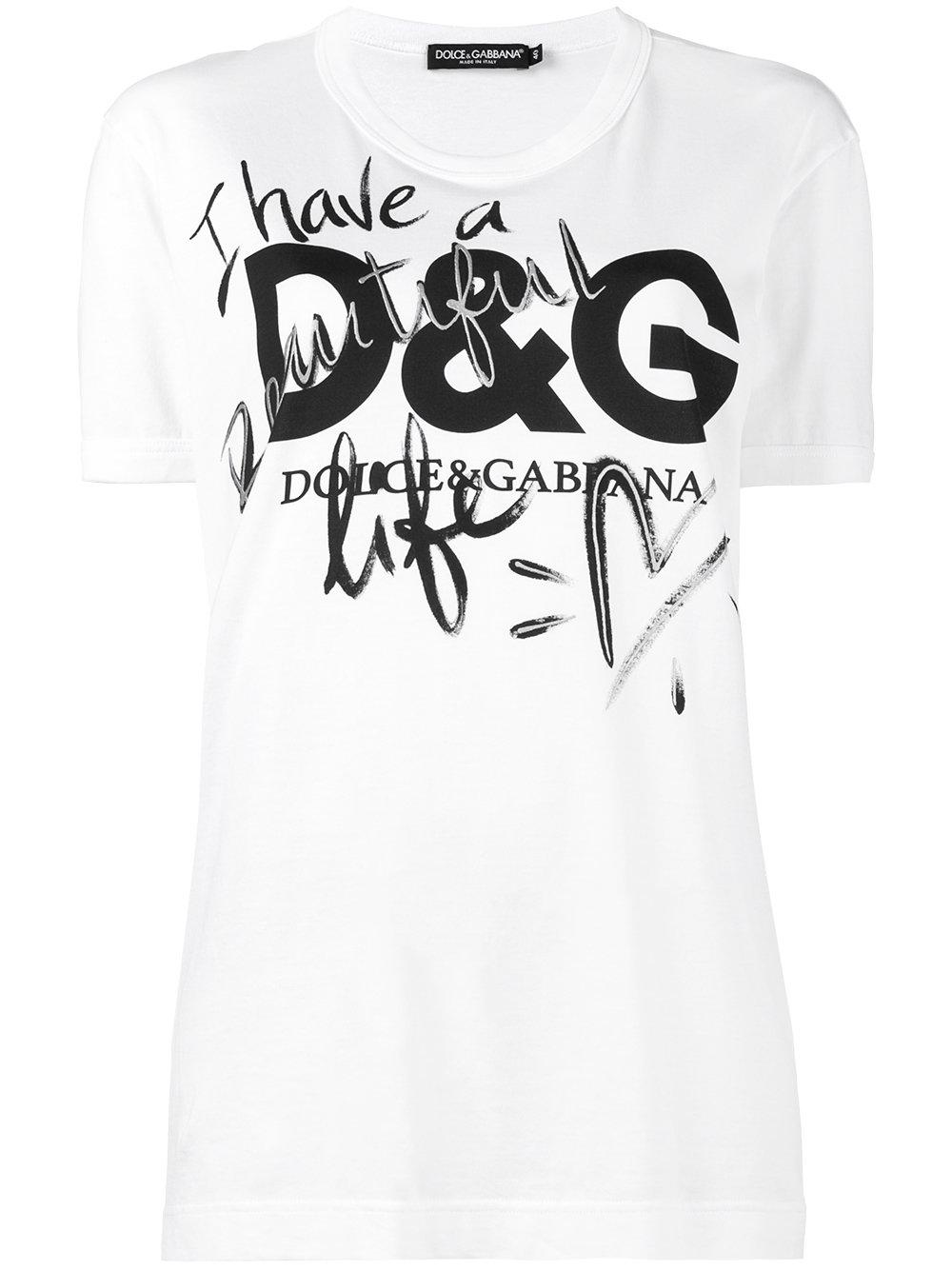 Dolce & Gabbana Cotton I Have A Beautiful Life T-shirt in White - Lyst