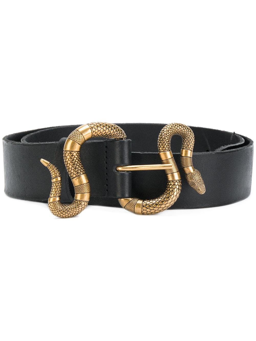 Gucci Leather Snake Buckle Belt in Black for Men - Lyst