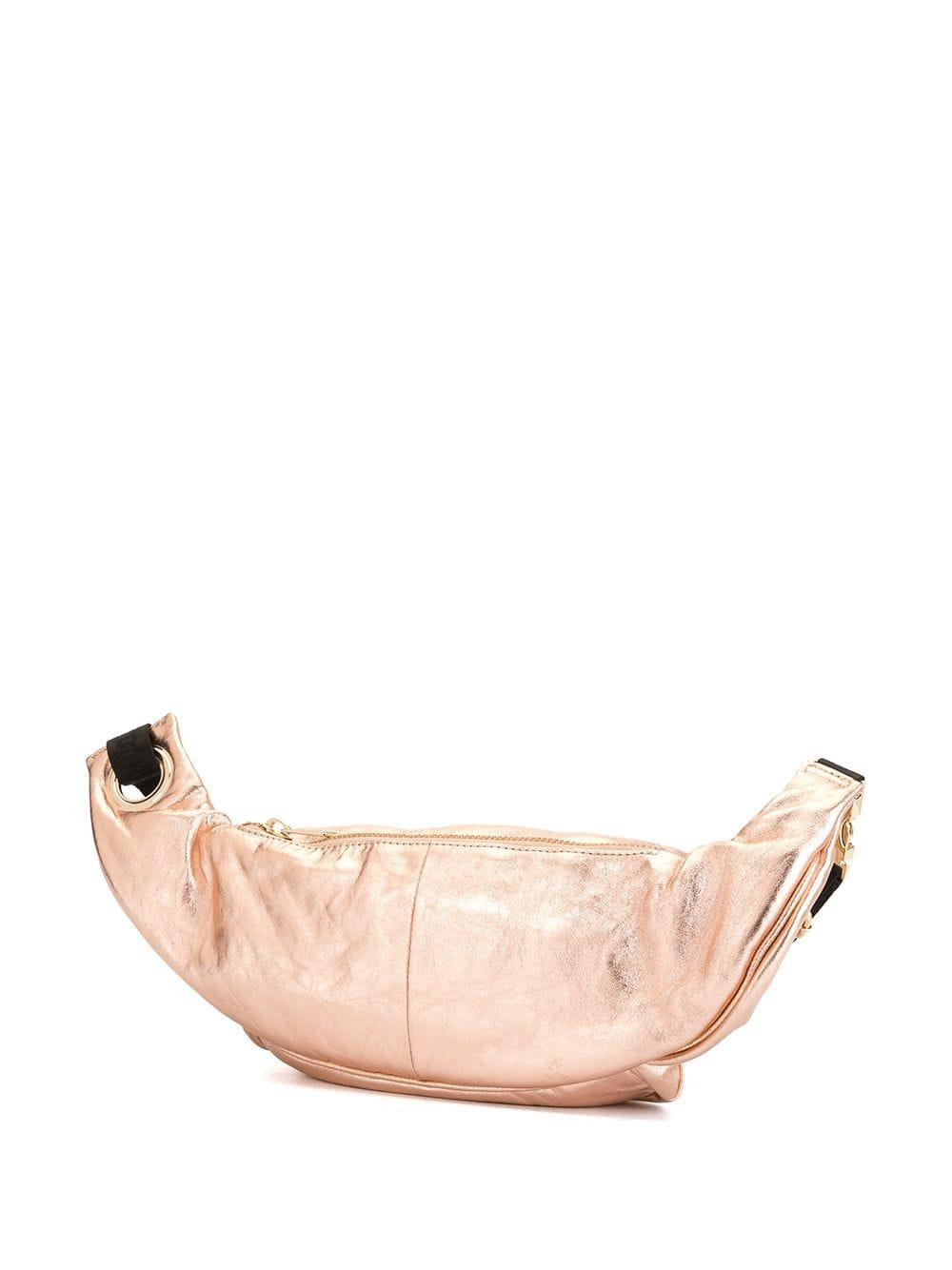 pink metallic fanny pack