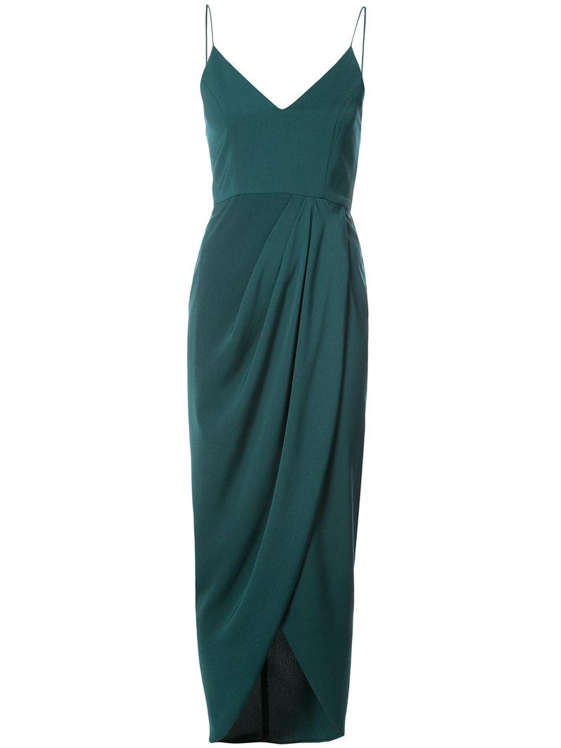 Shona Joy Draped Wrap-effect Dress in Green - Lyst