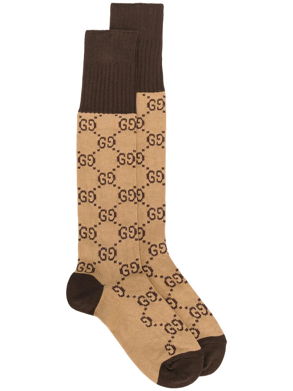 Gucci Cotton Gg Supreme Print Socks in Natural for Men - Lyst