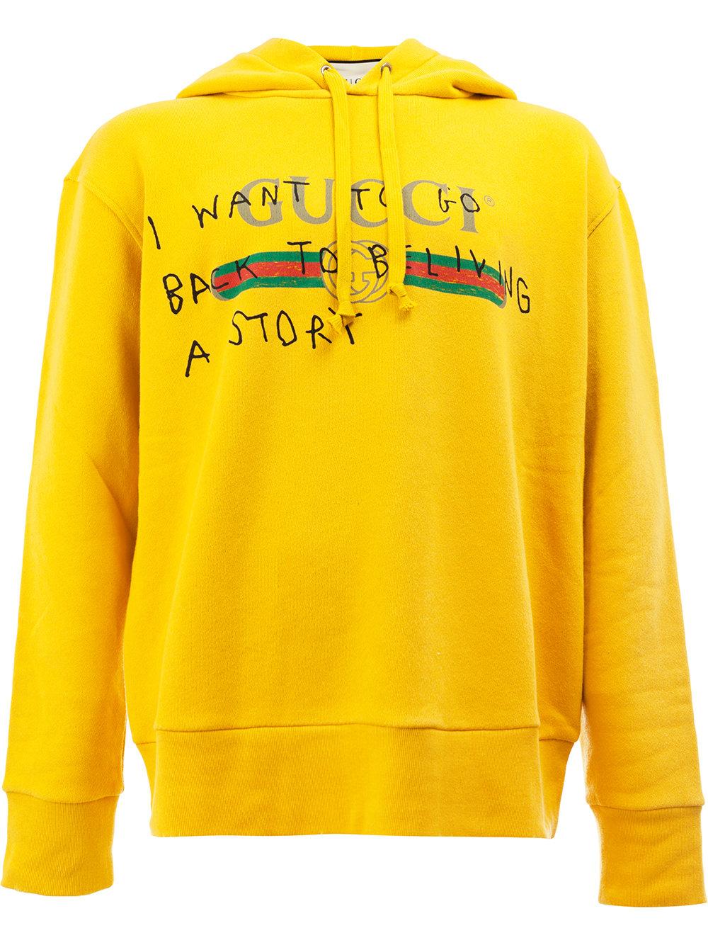 Lyst - Gucci Coco Capitán Logo Hoodie in Yellow for Men