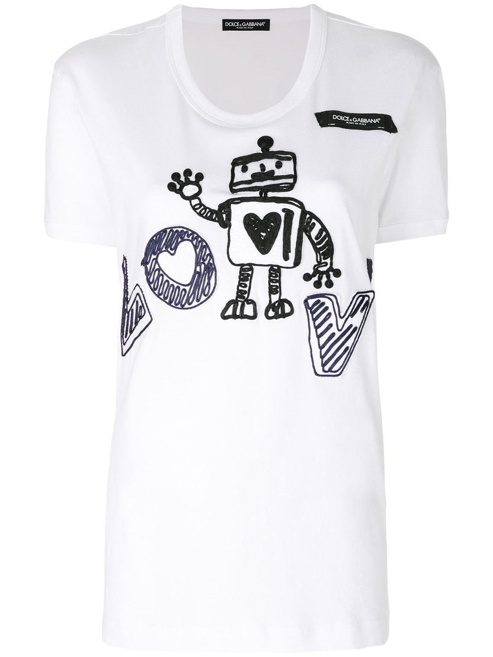 Dolce & Gabbana Cotton Robot Love Applique T-shirt in White | Lyst