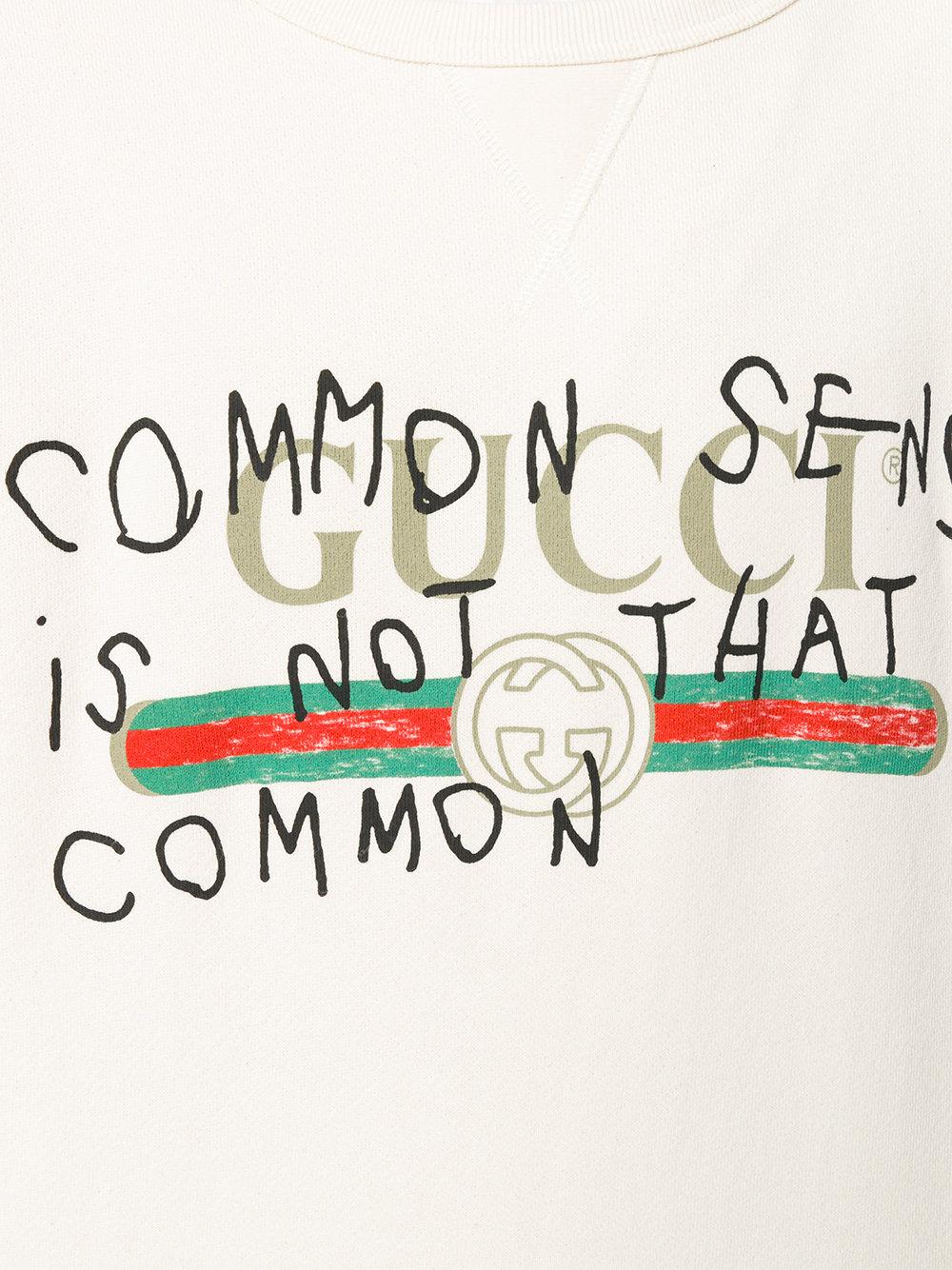 Gucci Cotton Common Sense Is Not That Common Sweatshirt White for Men -