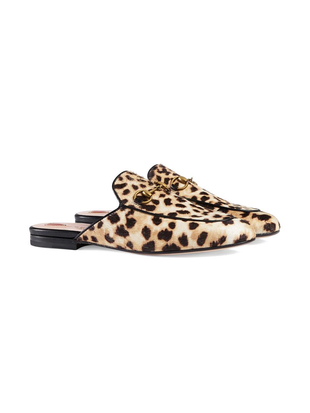 gucci princetown leopard calf hair slipper
