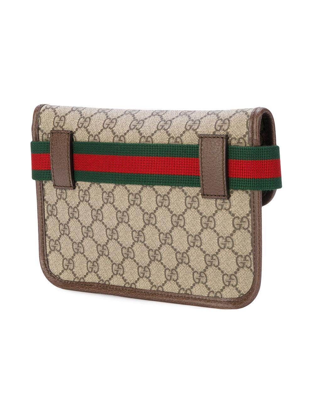 Gucci Leather Gg Supreme Belt Bag in Brown - Lyst