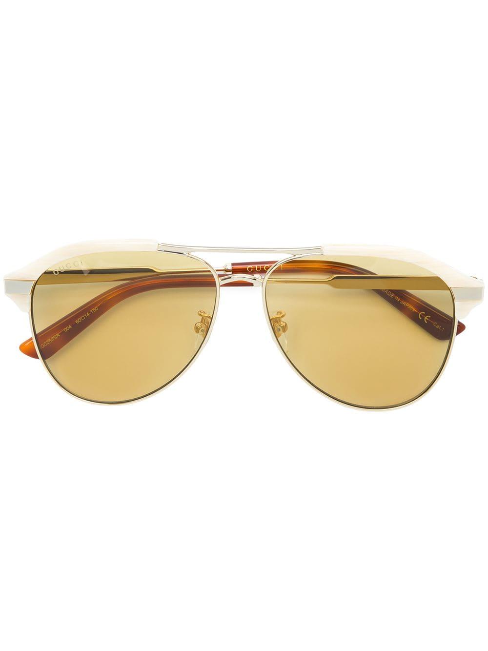 gucci yellow aviator sunglasses