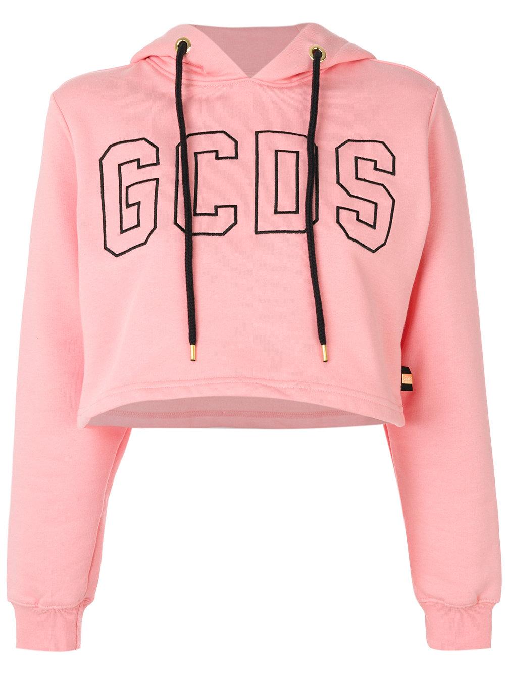 Lyst - Gcds Cropped Hoodie in Pink