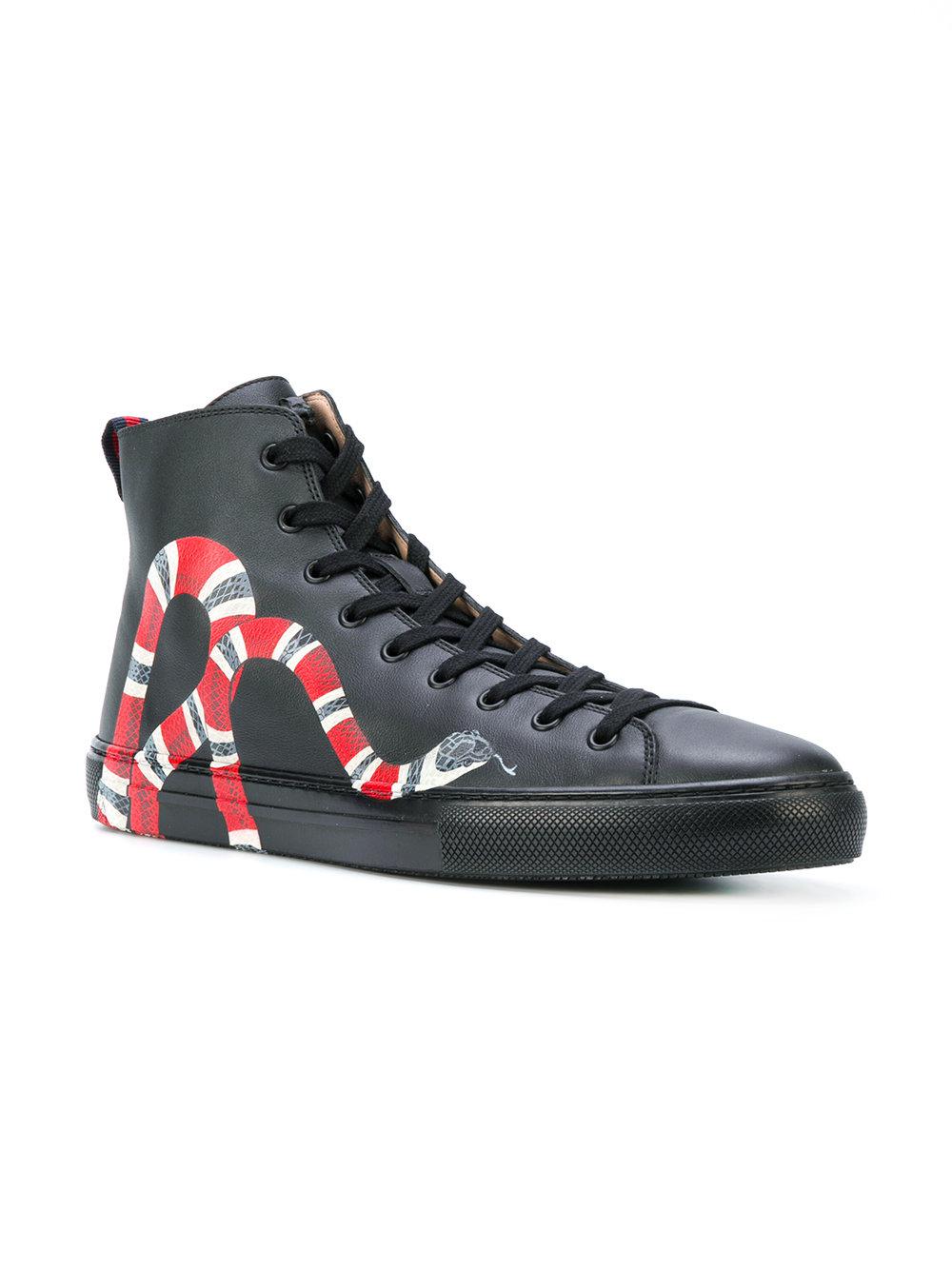 Gucci Hightop Snake Sneakers in Black for Men Lyst