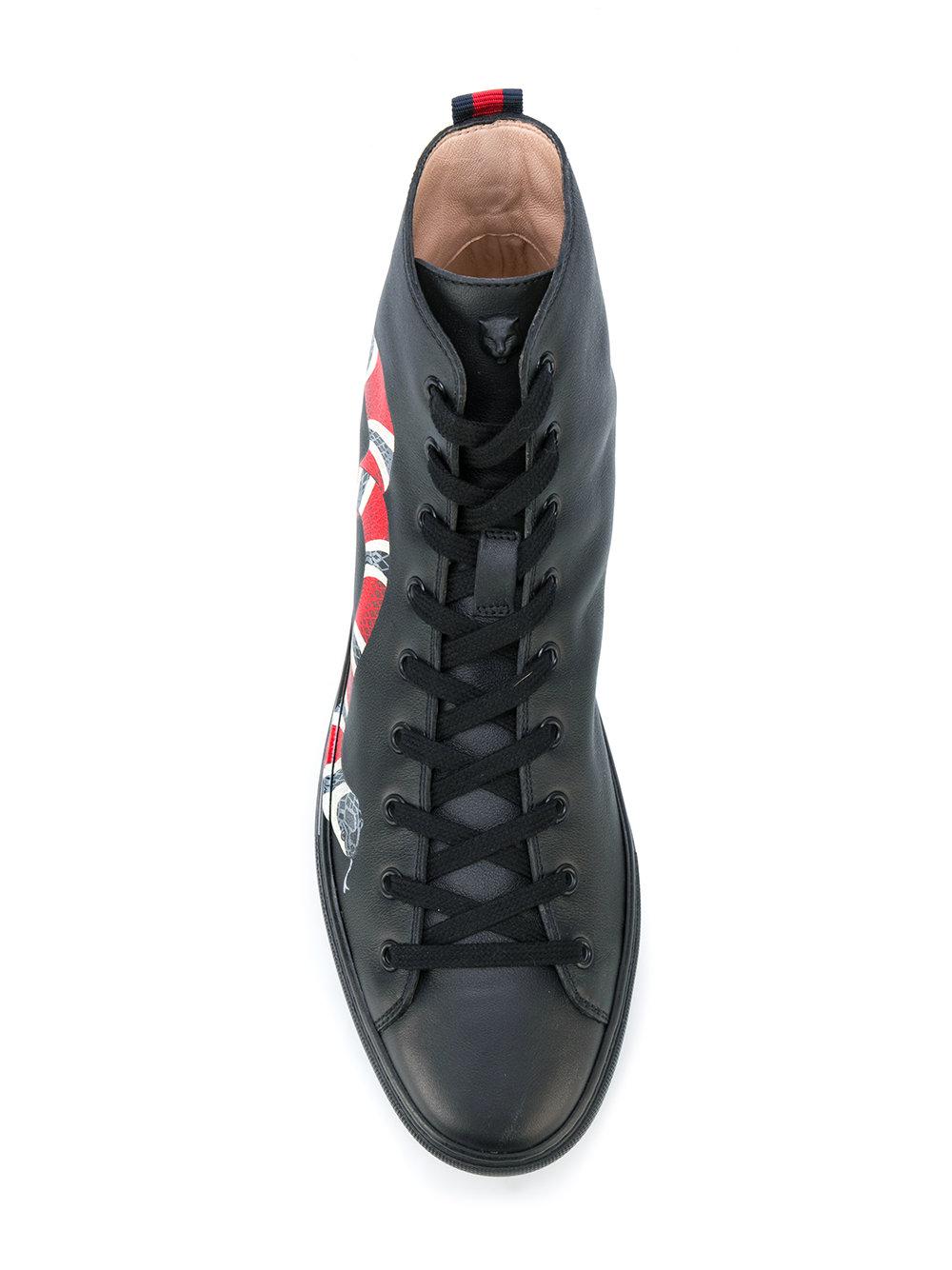 Gucci High-top Snake Sneakers in Black for Men - Lyst