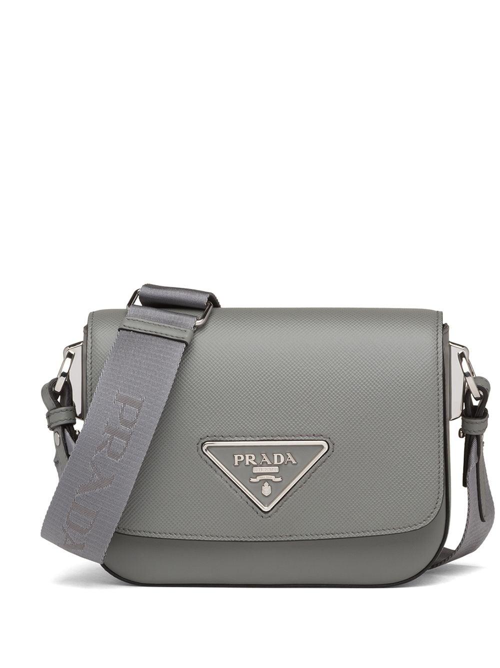 Prada Leather Identity Crossbody Bag in Grey (Gray) | Lyst