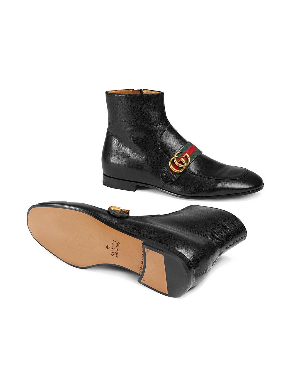 Gucci Leather Boots With Double G in Black Leather (Black) for Men - Lyst
