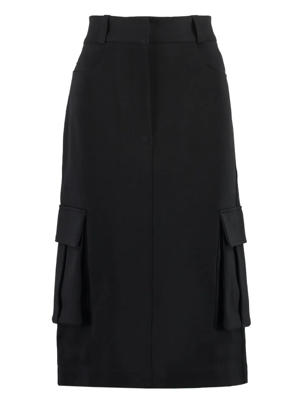 スカート Givenchy Black Midi Skirt With Pleats On The Back Givenchy 4G-plaque Pleated Midi Skirt | Black | FARFETCH CA