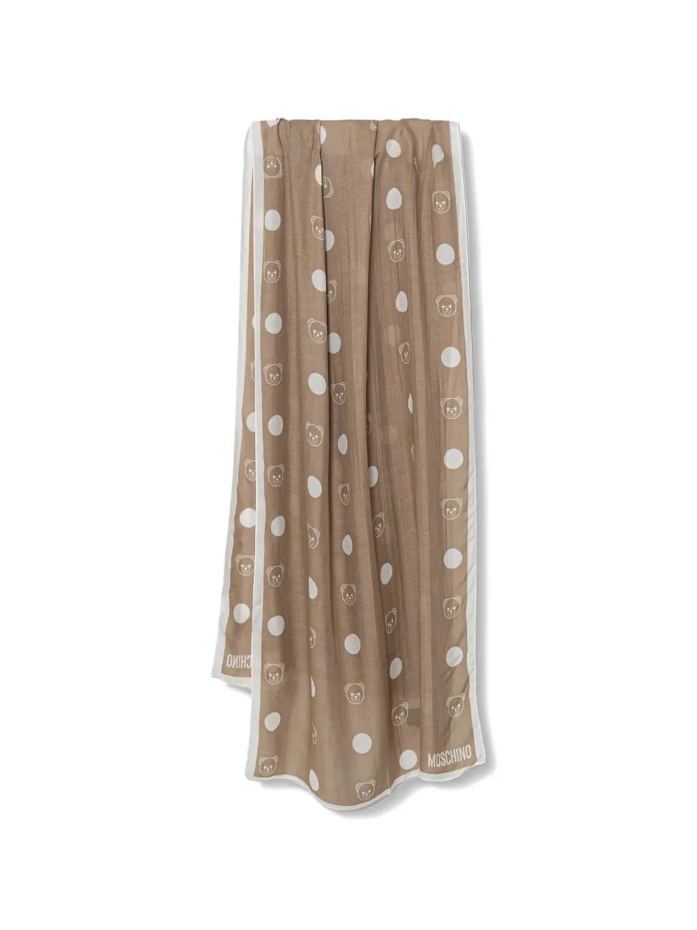 Étole écharpe Moschino 100% Soie - Dimensions 178 X 64 Cm, Beige Et Noir, Transparente, Neuve Avec étiquettes - Fabriquée En Italie