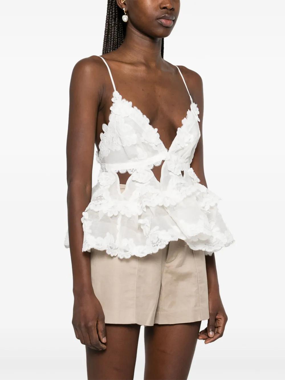 Zimmermann Crush-lace Tiered Top in White | Lyst