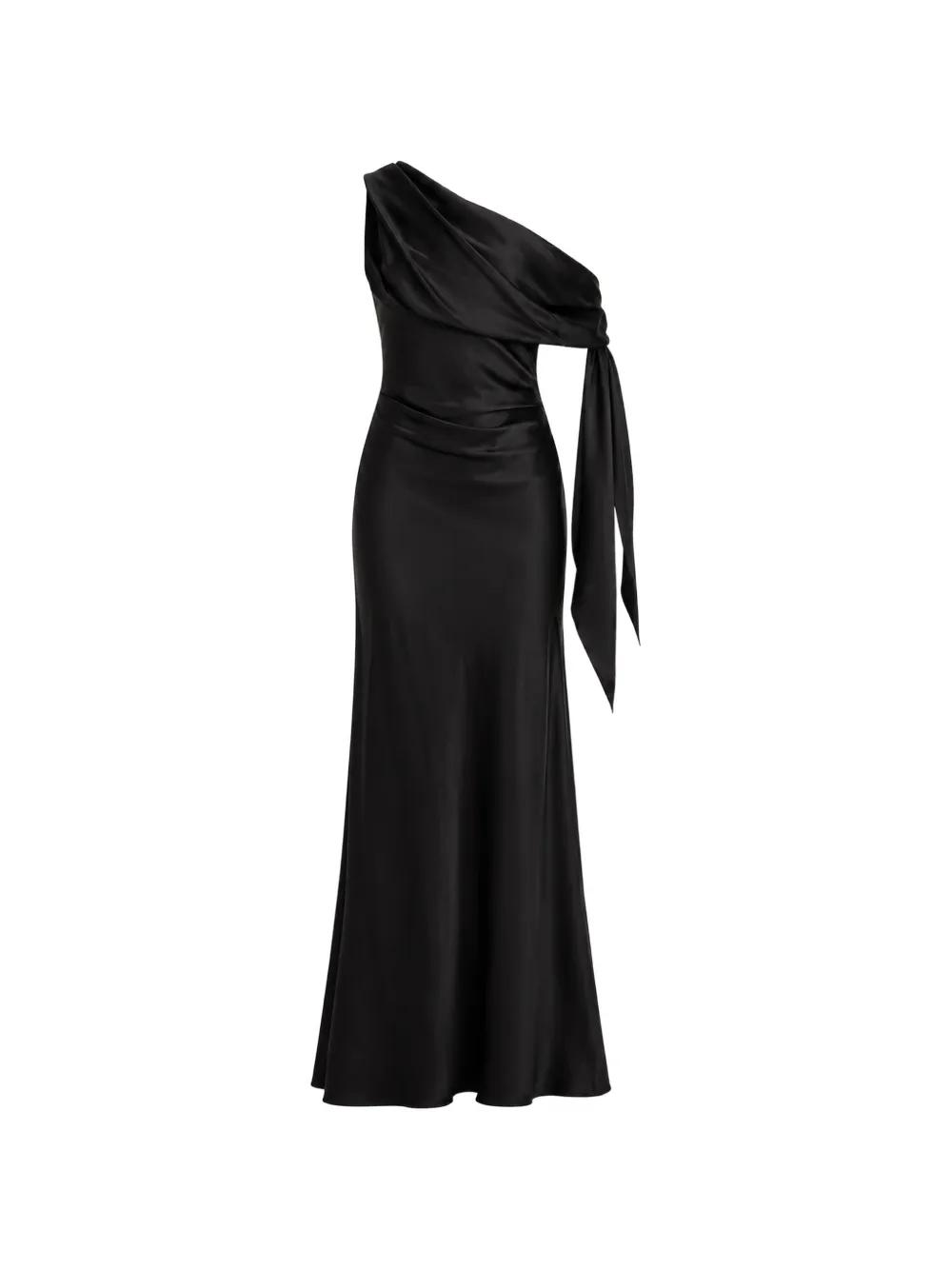 the sei asymmetrical draped dress The Sei Asymmetric Drape Gown With Tie In Steel, Size 2 Us
