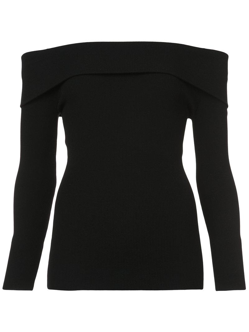 Michael Kors Synthetic Off Shoulder Sweater in Black - Lyst