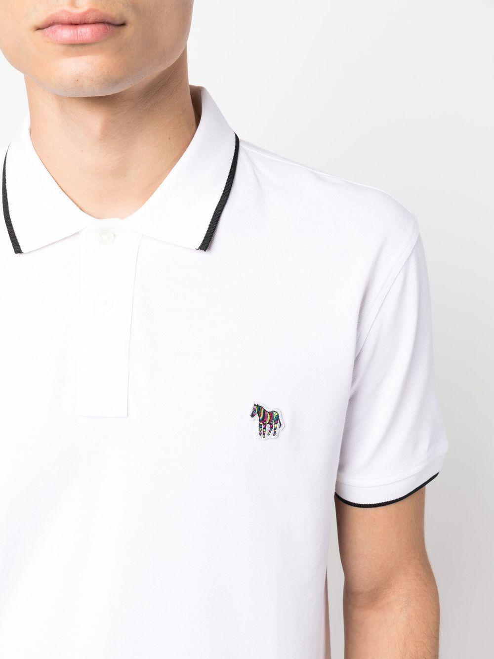 PS by Paul Smith Zebra-motif Polo Shirt in White for Men | Lyst