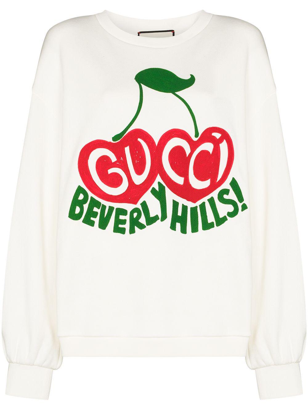 Gucci beverly Hills Cherry Print Sweatshirt in White