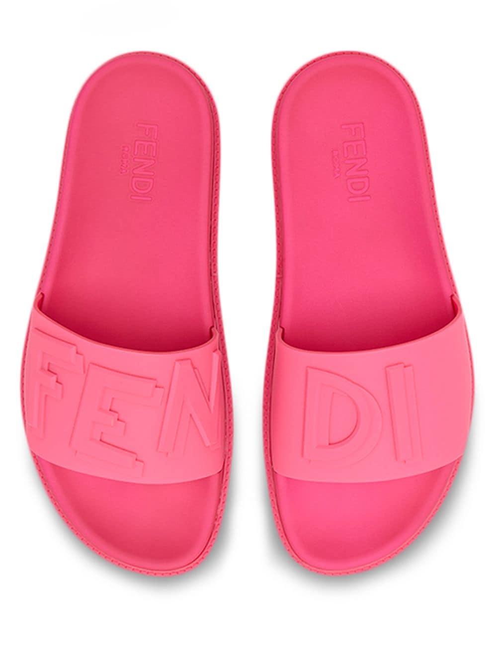 Fendi Rubber Logo Embossed Slides in 