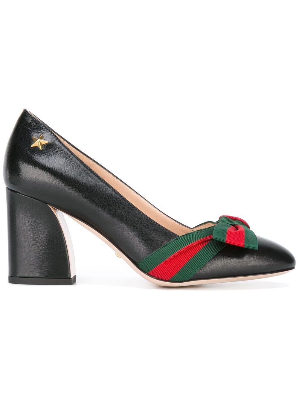 Gucci Leather Web Pumps in -