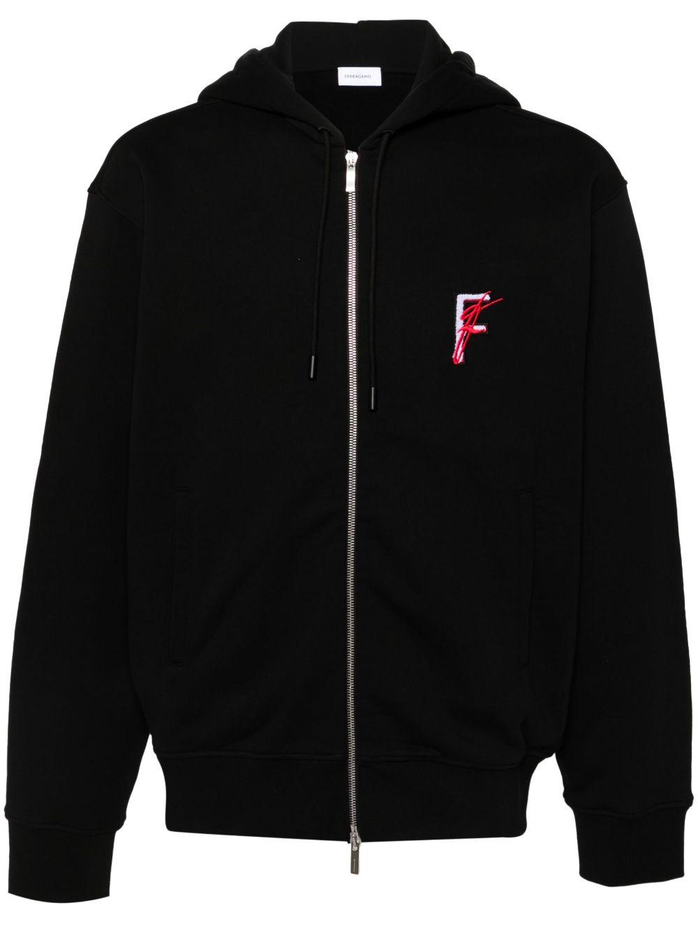 Ferragamo Logo Embroidered Hoodie in Black for Men Lyst UK