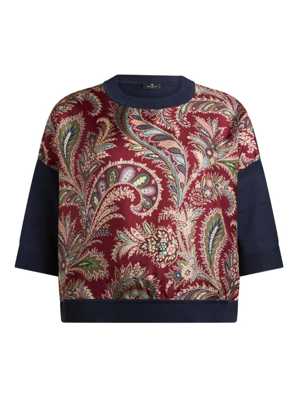 Tシャツ・カットソー Etro Long-Sleeved Fitted Top With Vibrant Paisley Pattern Etro Floral Paisley Tulle Top | italist