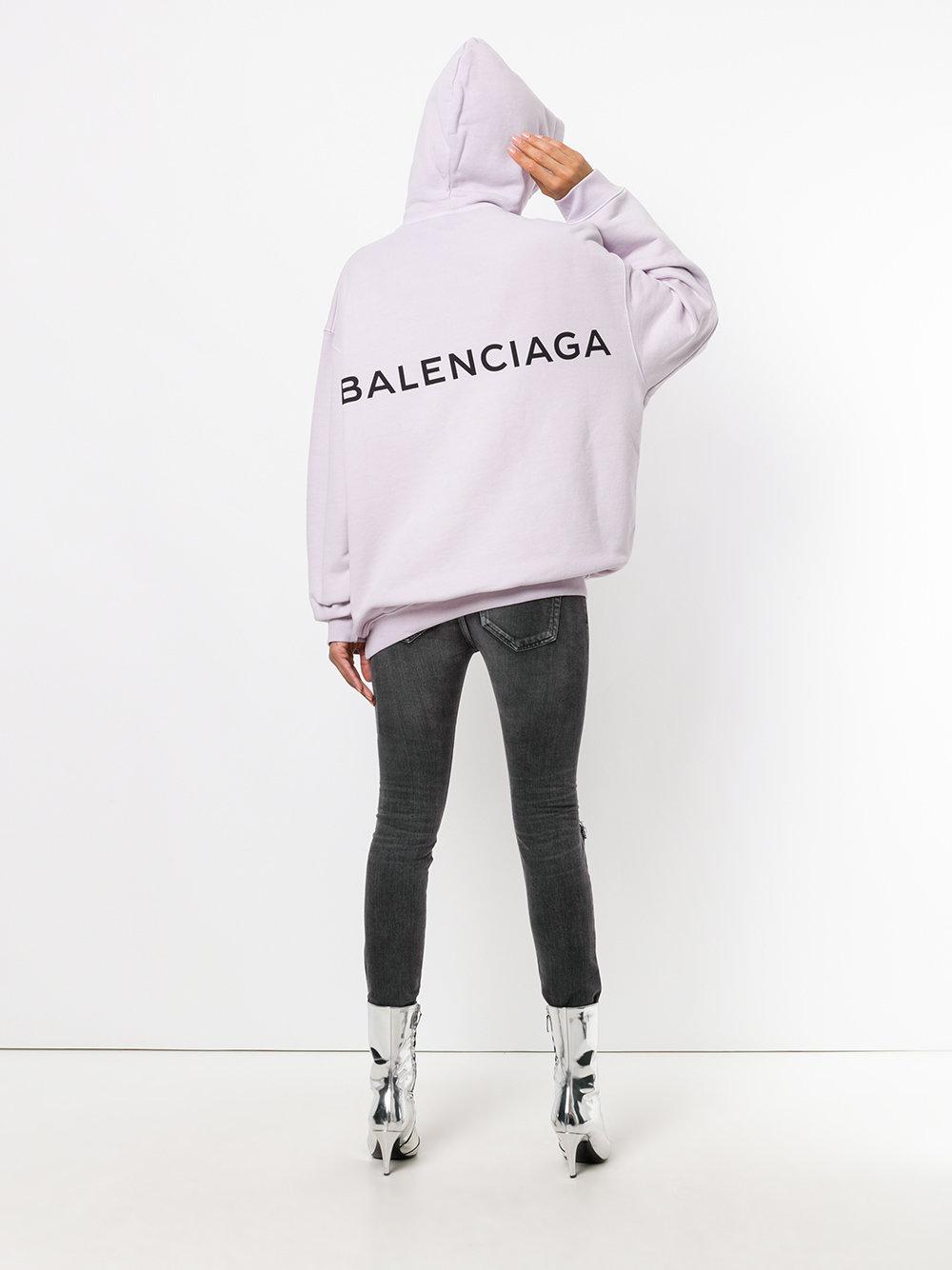 Sweat à capuche à logo au dos Coton Balenciaga en coloris Rose - Lyst