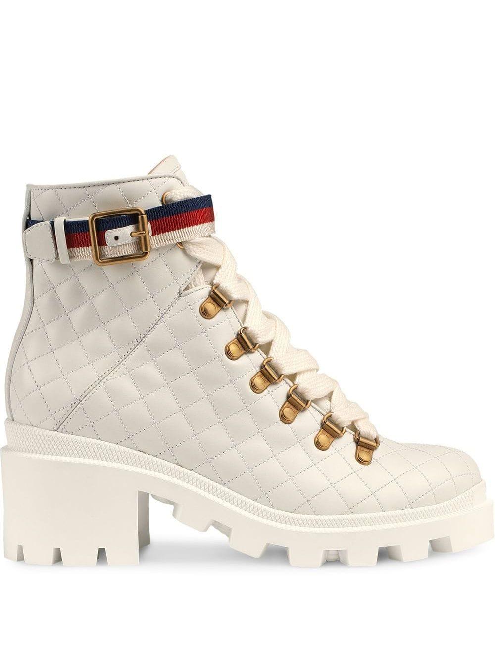 Socialisme moden utålmodig Gucci Quilted Leather Ankle Boot With Belt in White | Lyst