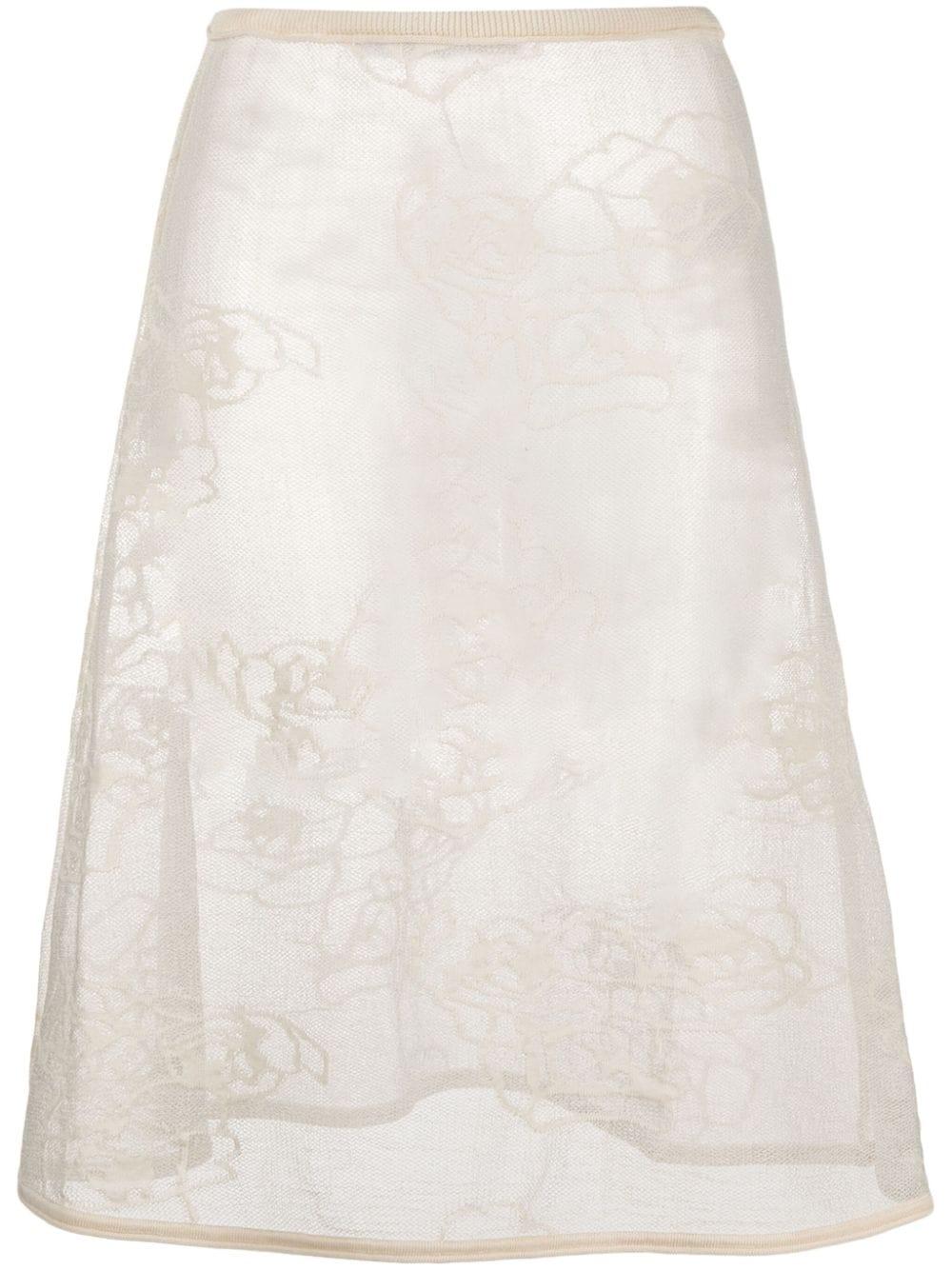 Bimba Y Lola Floral-embroidered Ribbed-knit Lurex Miniskirt in Natural |  Lyst