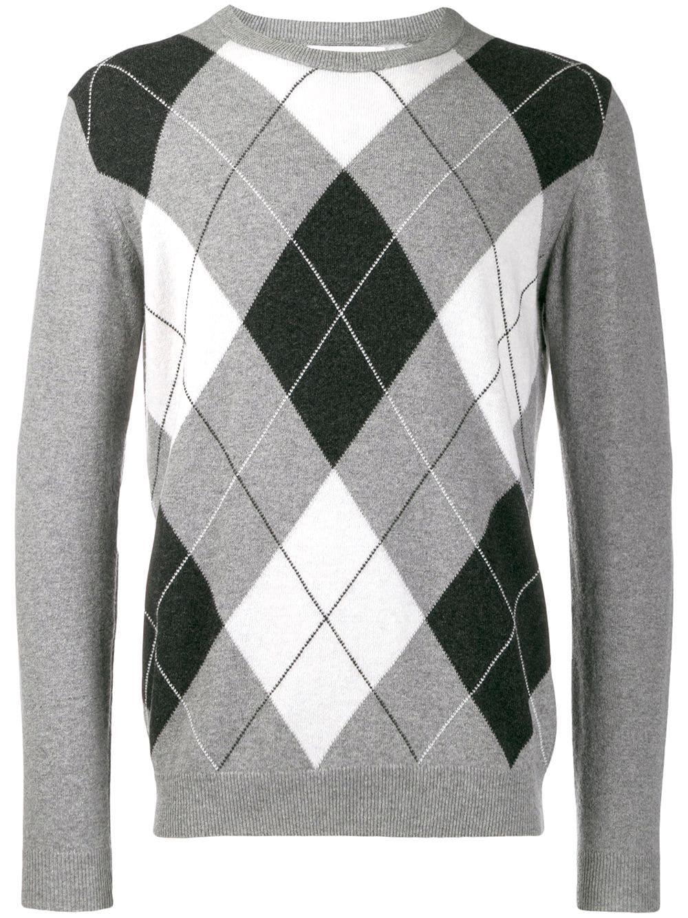 Pringle of Scotland Cashmere Argyle Fine Knit Sweater in Grey (Gray ...