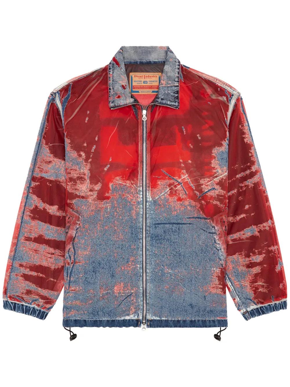 DIESEL D-Krap Devoré-Denim Jacket in Red for Men | Lyst