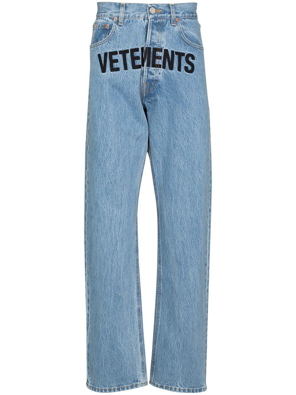 Farfetch Abbigliamento Pantaloni e jeans Jeans Jeans straight Blu Jeans dritti con ricamo 