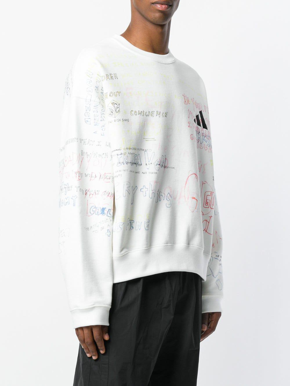 Yeezy Season 5 Handwriting Crew Sweater in White for Men | Lyst