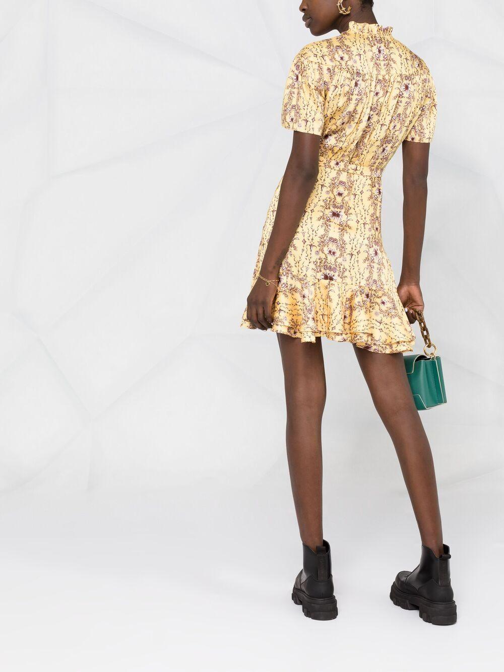 Sandro Suzette Floral-print Dress in Yellow | Lyst