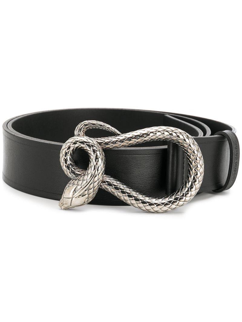 Roberto Cavalli Snake Buckle Belt in Black for Men | Lyst
