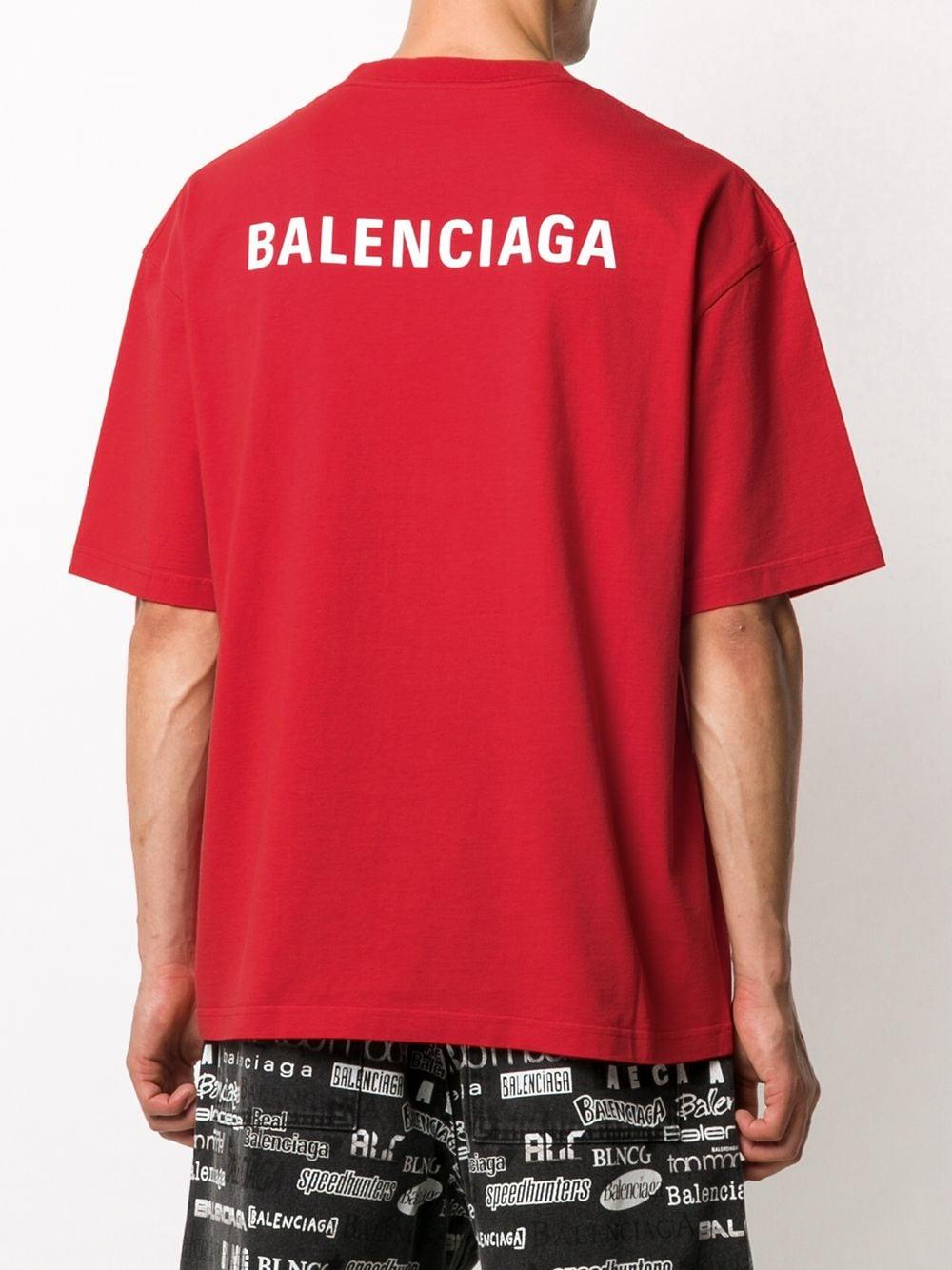 Balenciaga Logo-print Cotton T-shirt in Red for Men - Lyst