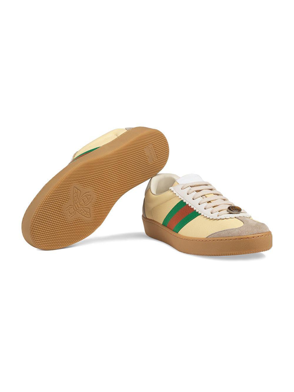 Gucci G74 Leather Sneaker With Web | Lyst