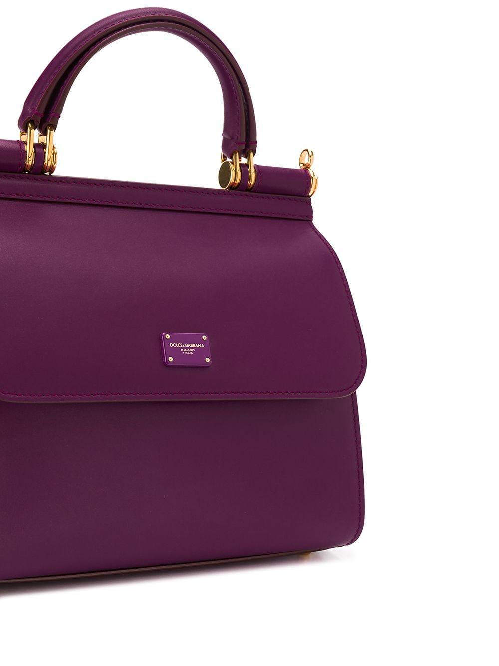 Dolce & Gabbana Leather Small Sicily 58 Tote in Purple - Lyst