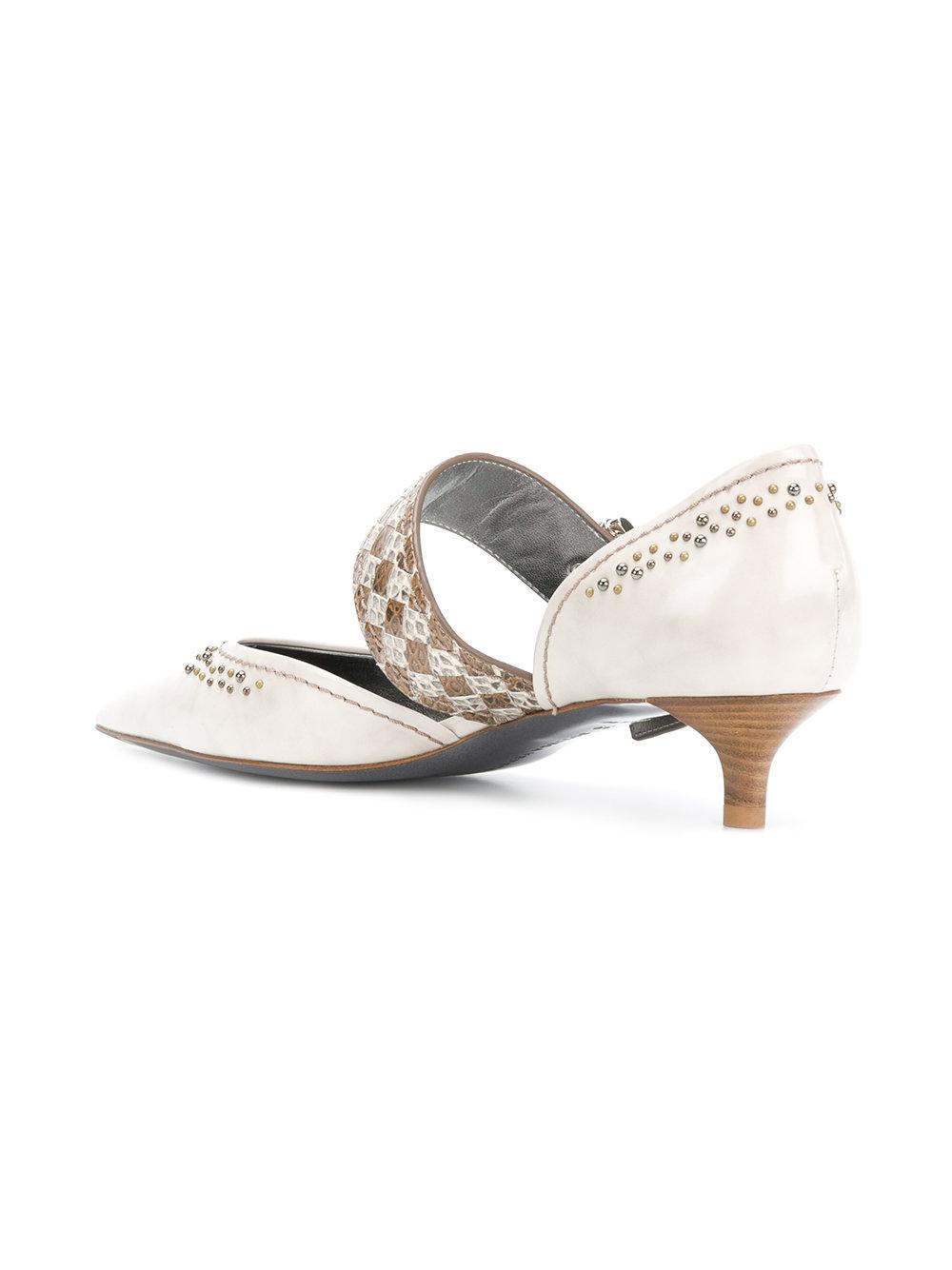 Bottega Leather D�orsay Kitten Heel in White Lyst