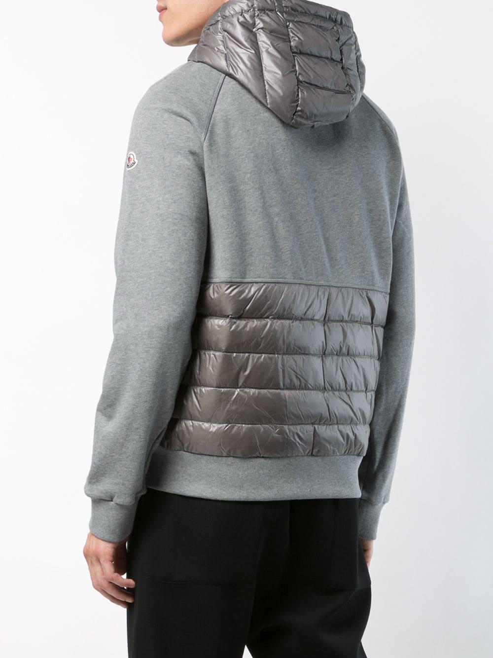 Moncler Cotton Padded Hoodie in Grey (Grey) for Men - Lyst
