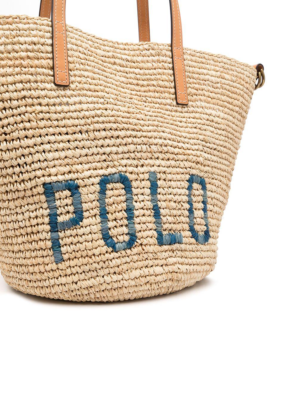 Polo Ralph Lauren Logo-embroidered Raffia Tote Bag in Brown | Lyst Canada