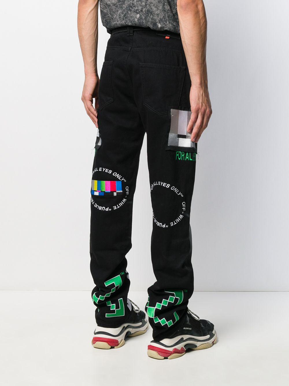 Off-White c/o Virgil Abloh Relaxed Fit Patch Jeans in Black for Men