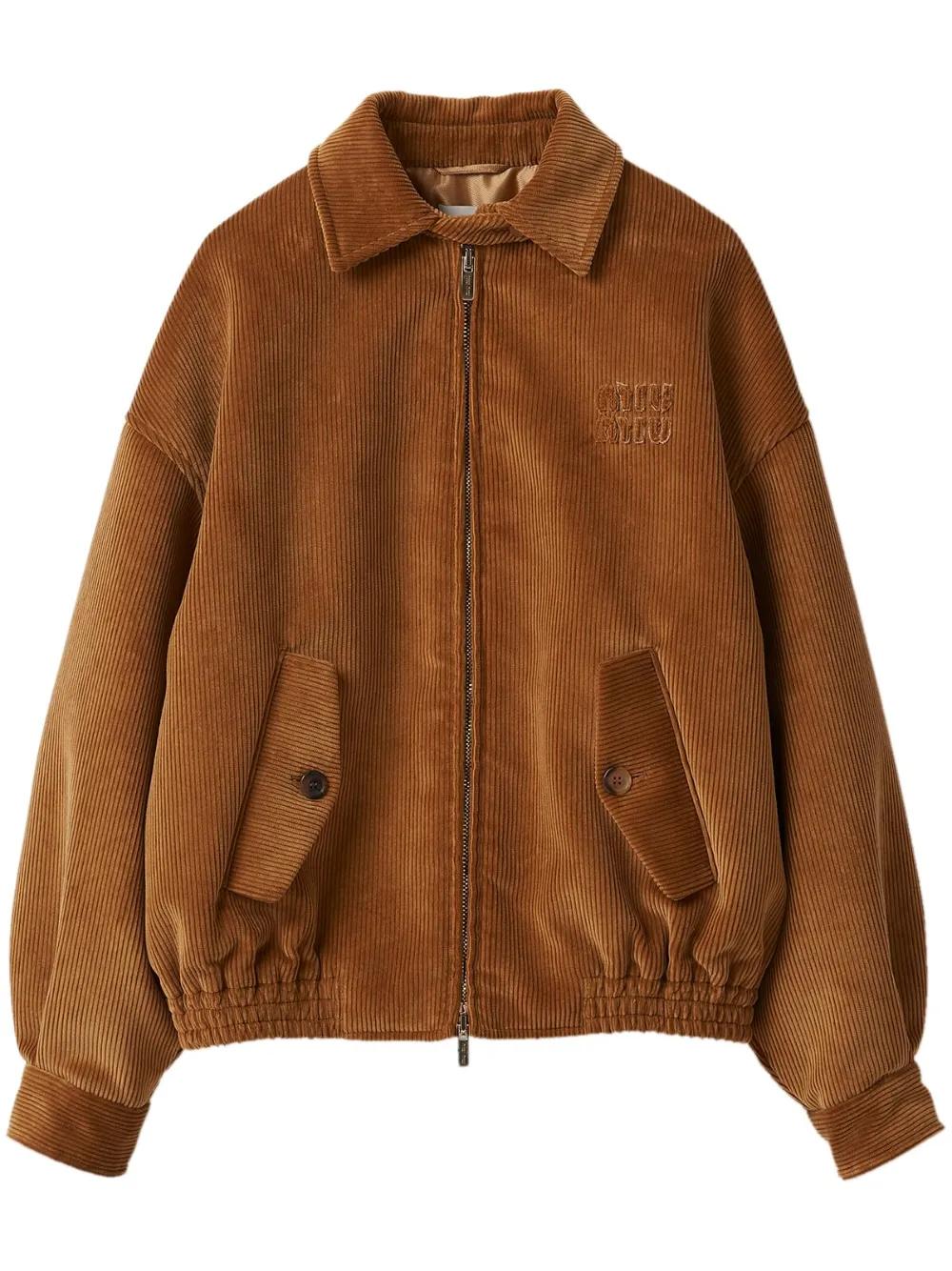 ブルゾン MIU MIU OVERSIZED PADDED BOMBER JACKET IN CORDUROY Miu Miu Zip-Up Corduroy Collar Crop Padded Bomber Jacket