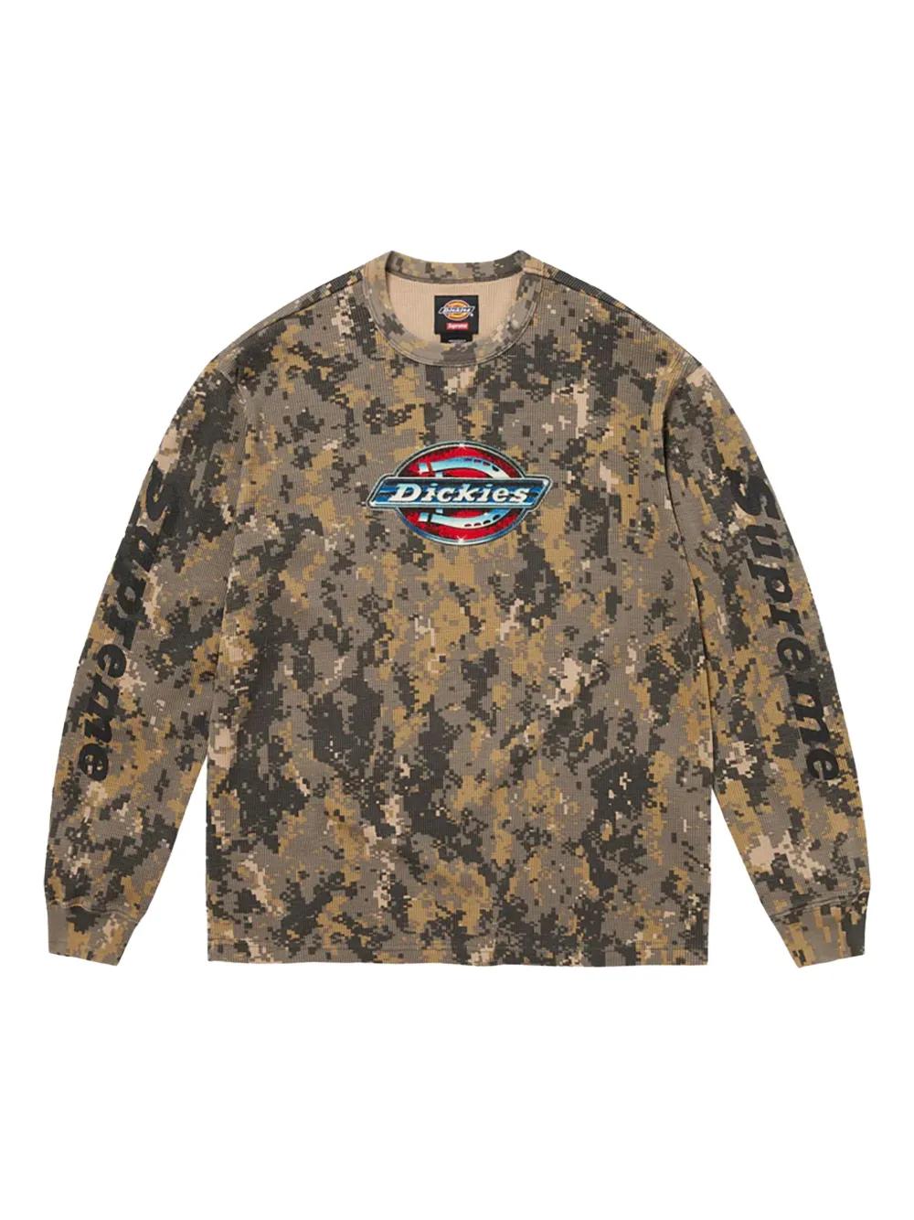 Supreme X Dickies Thermal Camouflage-Pattern Sweatshirt in Green