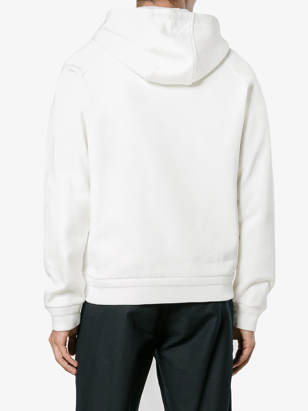 Moncler Cotton Logo Patch Zip-up Hoodie in White for Men - Lyst