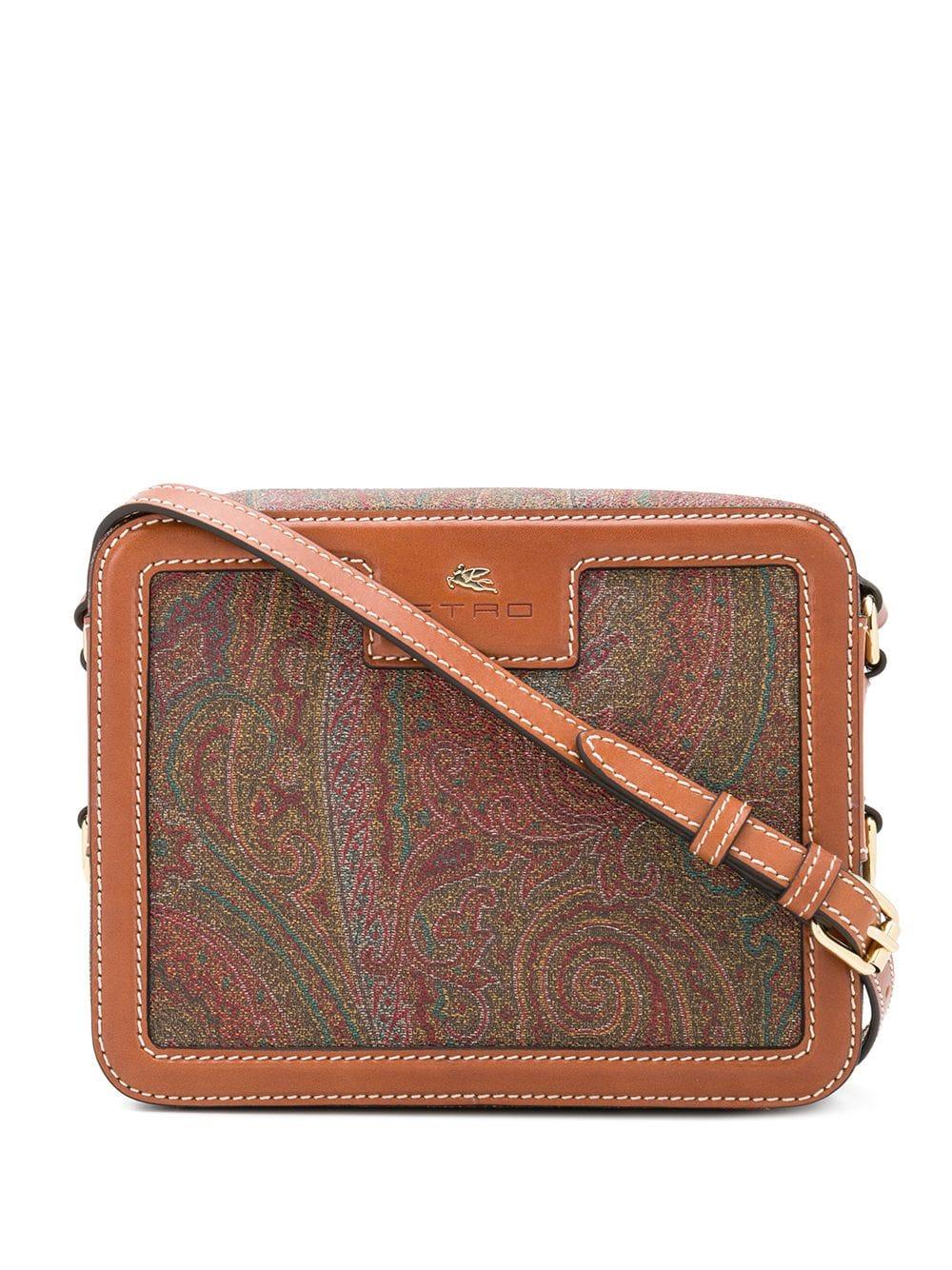 Etro Leather Paisley Print Shoulder Bag in Brown Lyst