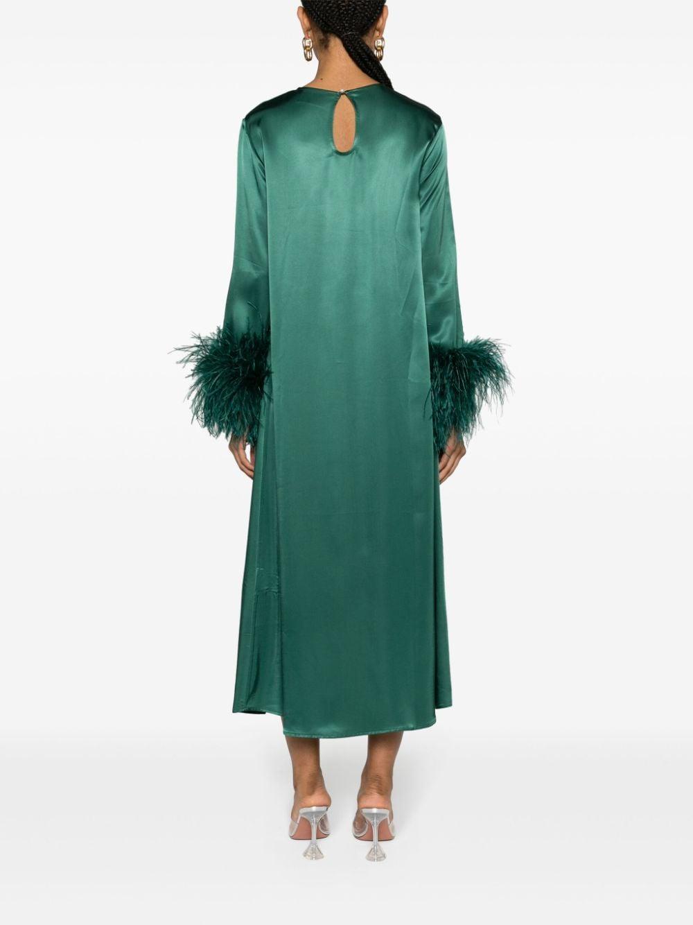 Sleeper Suzi Feather-Trim Maxi Dress in Green | Lyst