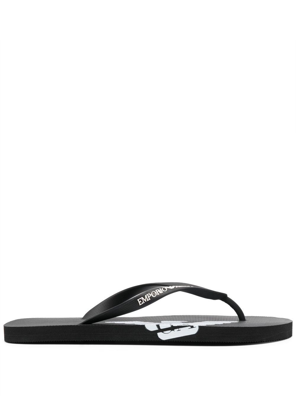 Emporio Armani Embossed-logo Flip Flops in Black for Men | Lyst